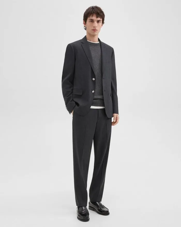 Theory Nostrand Blazer In Stretch Flannel Charcoal Melange Men Blazers Jackets Theory Nostrand Blazer In Stretch Flannel Charcoal Melange Men Blazers Jackets