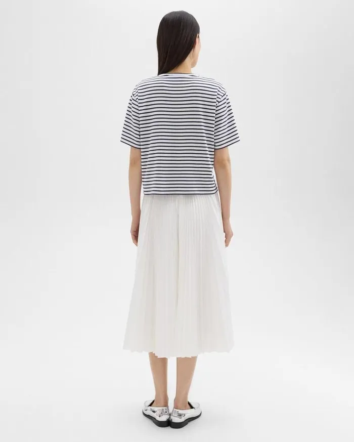 Theory Pleated Midi Skirt In Sleek Poplin White Women Skirts Theory Pleated Midi Skirt In Sleek Poplin White Women Skirts