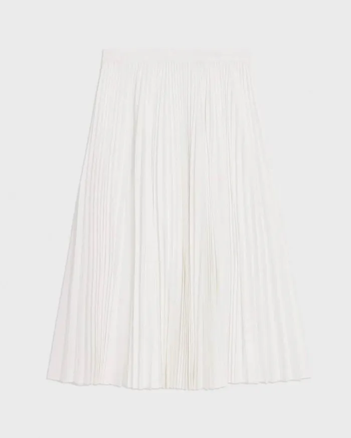 Theory Pleated Midi Skirt In Sleek Poplin White Women Skirts Theory Pleated Midi Skirt In Sleek Poplin White Women Skirts