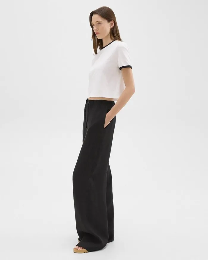 Theory Relaxed PullOn Pant In Hemp Black Women Pants Theory Relaxed PullOn Pant In Hemp Black Women Pants