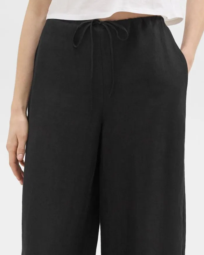 Theory Relaxed PullOn Pant In Hemp Black Women Pants Theory Relaxed PullOn Pant In Hemp Black Women Pants