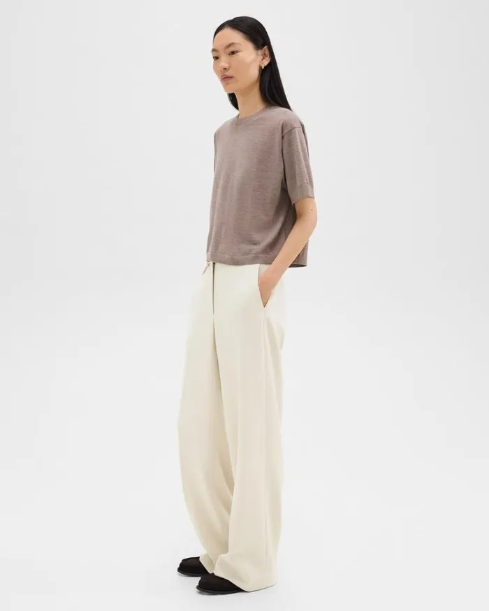 Theory Relaxed Straight Pant In Admiral Crepe Rice Women Pants
