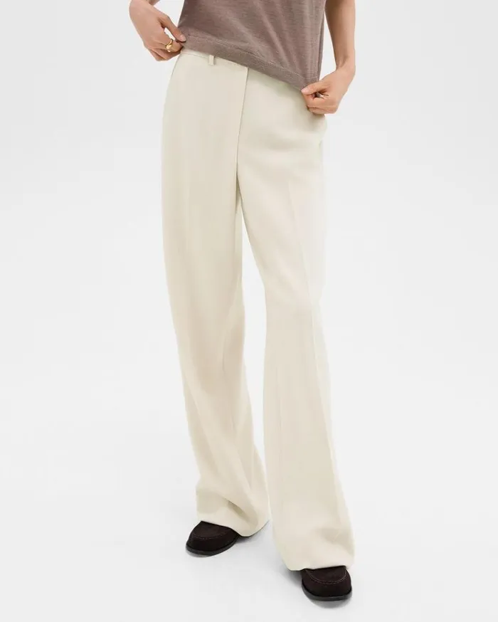 Theory Relaxed Straight Pant In Admiral Crepe Rice Women Pants