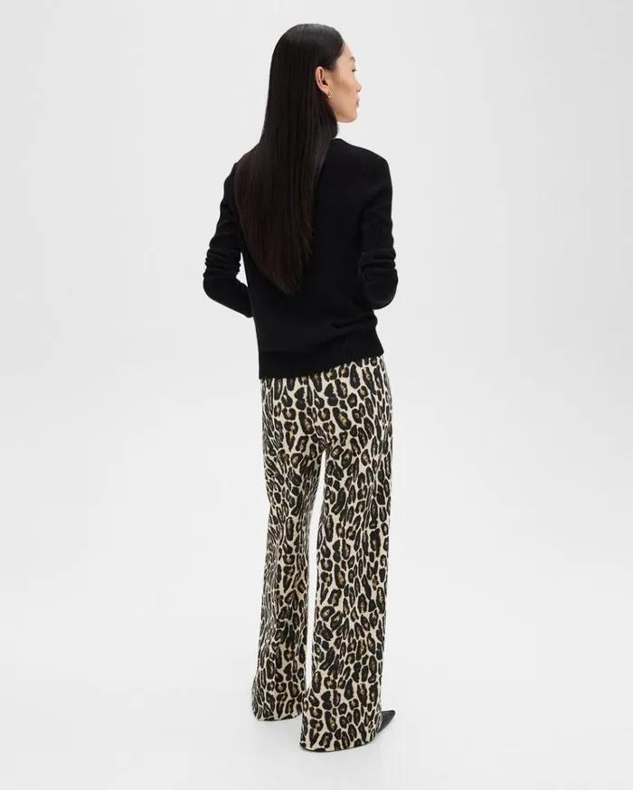 Theory Relaxed Straight Pant In Stretch Leopard Wool Beige Multi Women Pants Theory Relaxed Straight Pant In Stretch Leopard Wool Beige Multi Women Pants