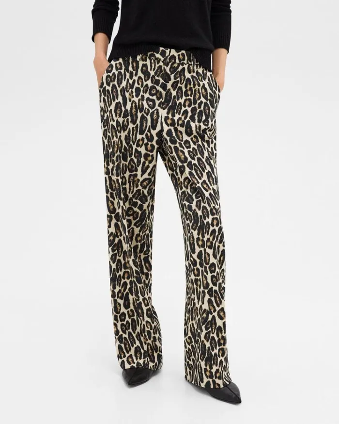 Theory Relaxed Straight Pant In Stretch Leopard Wool Beige Multi Women Pants Theory Relaxed Straight Pant In Stretch Leopard Wool Beige Multi Women Pants
