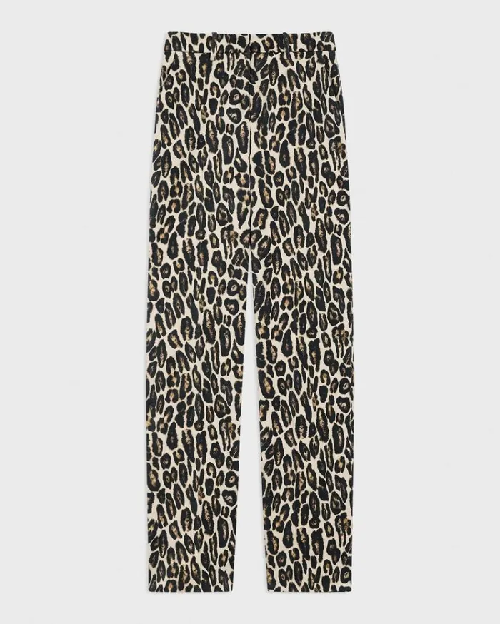 Theory Relaxed Straight Pant In Stretch Leopard Wool Beige Multi Women Pants Theory Relaxed Straight Pant In Stretch Leopard Wool Beige Multi Women Pants