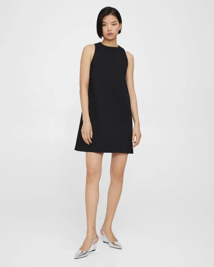 Theory Shift Dress In Textured Gabardine Black Women Dresses Theory Shift Dress In Textured Gabardine Black Women Dresses