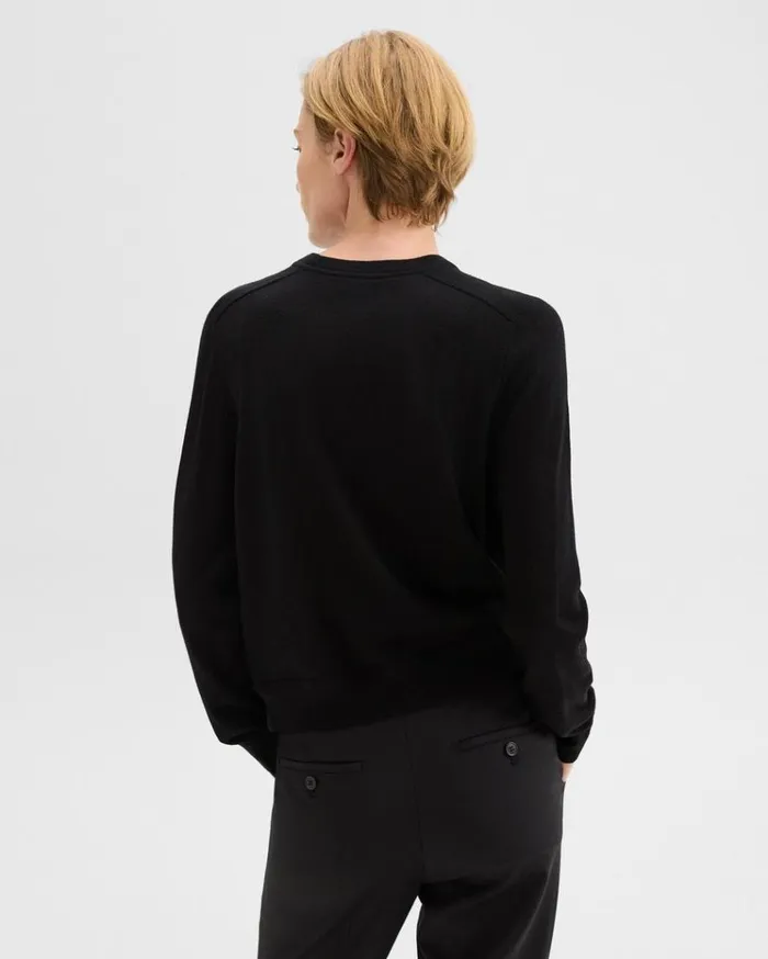 Theory Silk Georgette Combo Sweater Blackblack Women Sweaters Cardigans