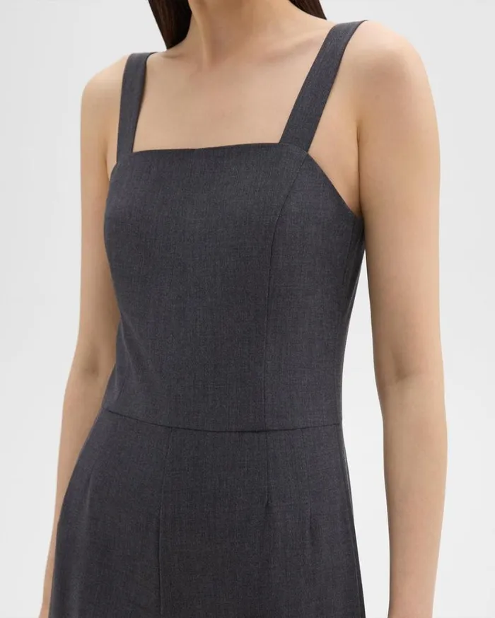 Theory Sleeveless Jumpsuit In Stretch Wool Charcoal Melange Women Pants Theory Sleeveless Jumpsuit In Stretch Wool Charcoal Melange Women Pants