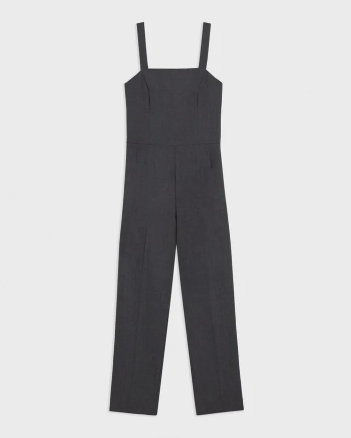 Theory Sleeveless Jumpsuit In Stretch Wool Charcoal Melange Women Pants Theory Sleeveless Jumpsuit In Stretch Wool Charcoal Melange Women Pants