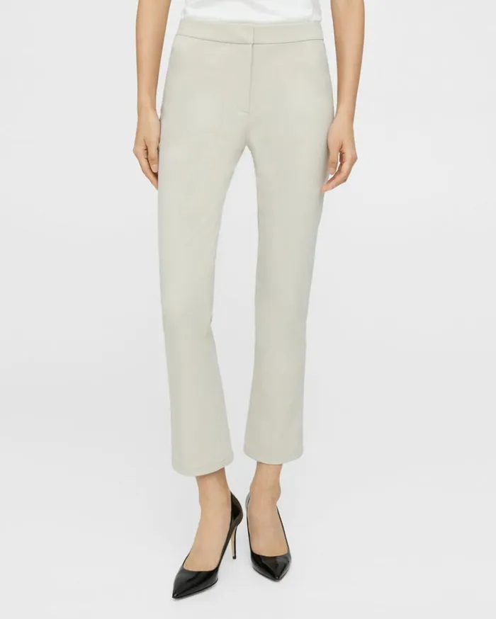 Theory Slim Kick Pant In Precision Ponte Putty Women Pants