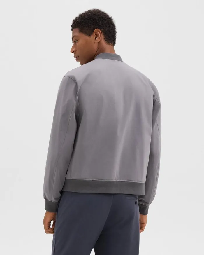 Theory Tailored Bomber Jacket In Foundation Twill Soft Grey Men Outerwear Theory Tailored Bomber Jacket In Foundation Twill Soft Grey Men Outerwear