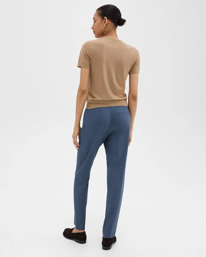Theory Treeca Full Length Pant In Good Wool Ash Blue Women Pants