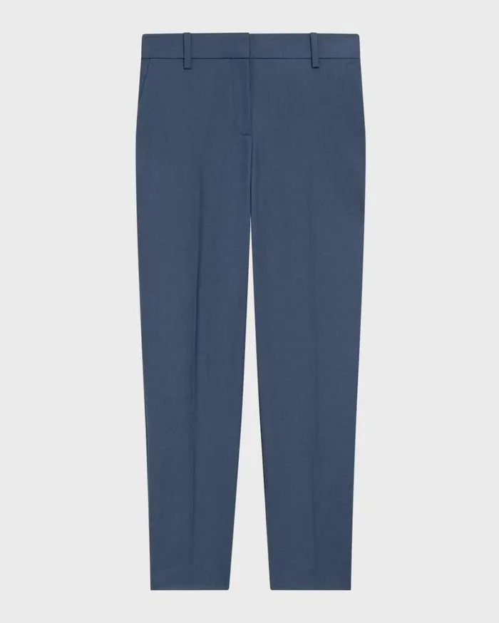 Theory Treeca Full Length Pant In Good Wool Ash Blue Women Pants