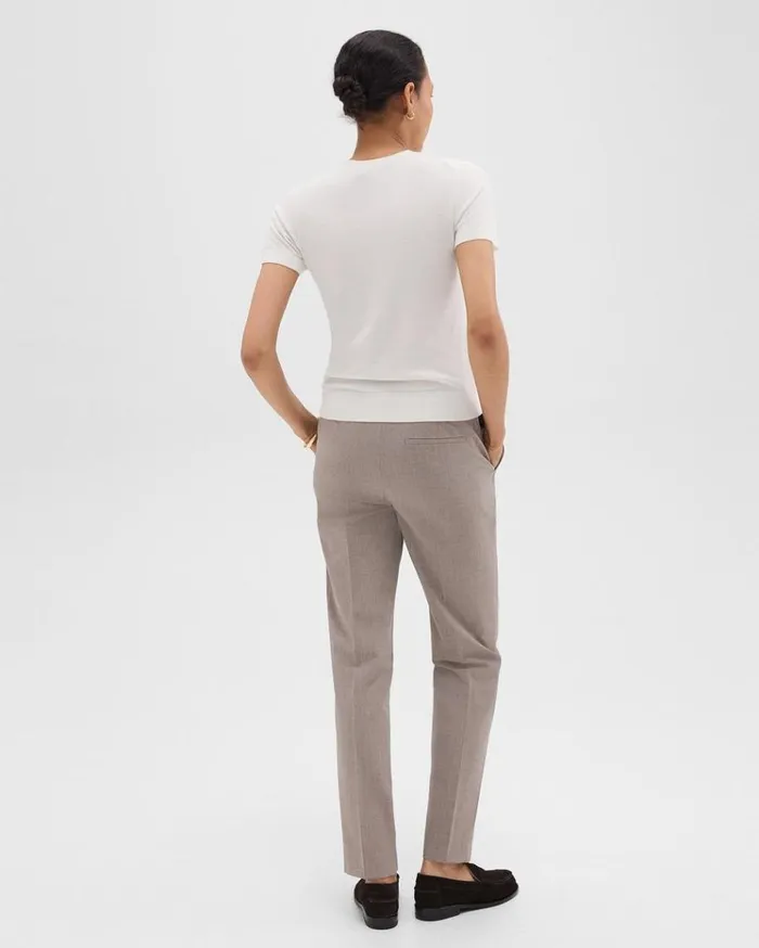 Theory Treeca Full Length Pant In Good Wool Cinder Melange Women Pants