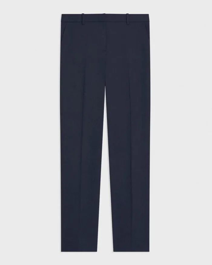 Theory Treeca Full Length Pant In Good Wool Nocturne Navy Women Pants