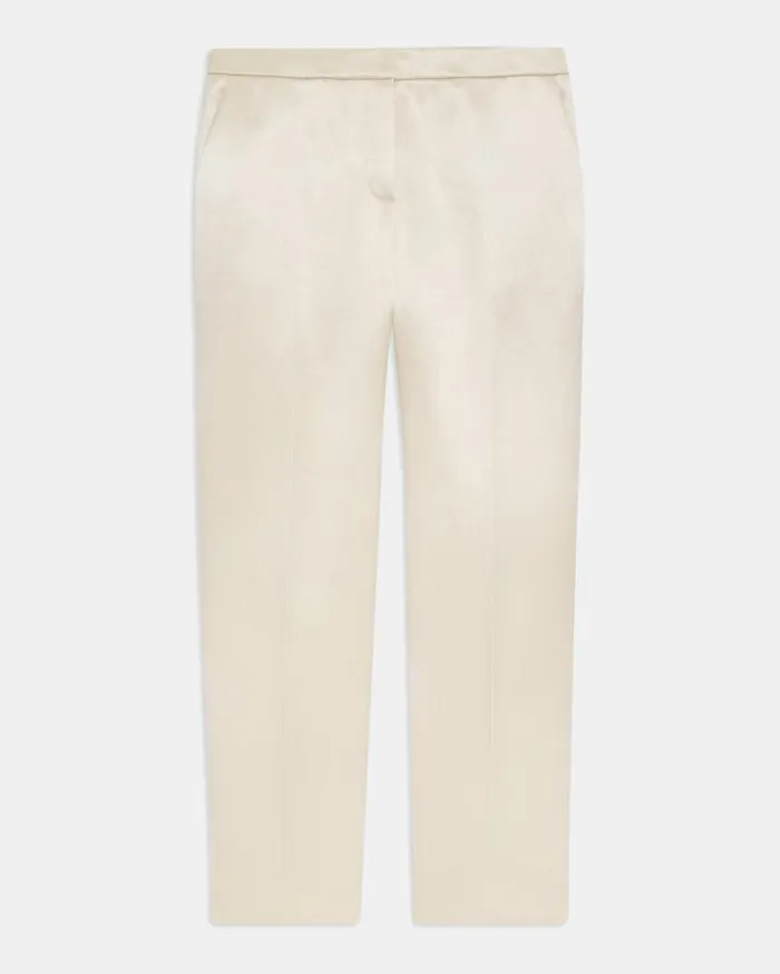 Theory Treeca Pant In Bonded Satin Golden Wheat Women Pants Theory Treeca Pant In Bonded Satin Golden Wheat Women Pants