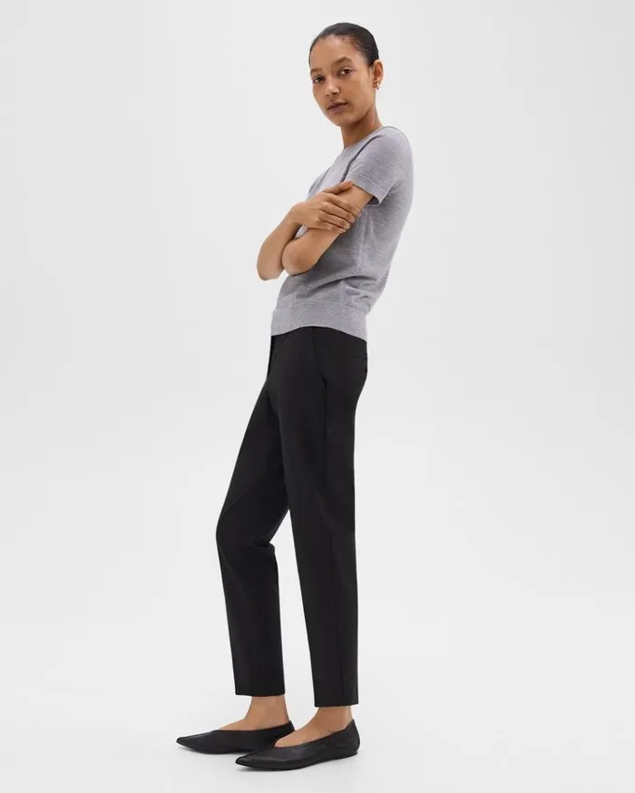 Theory Treeca Pant In Good Wool Black Women Pants
