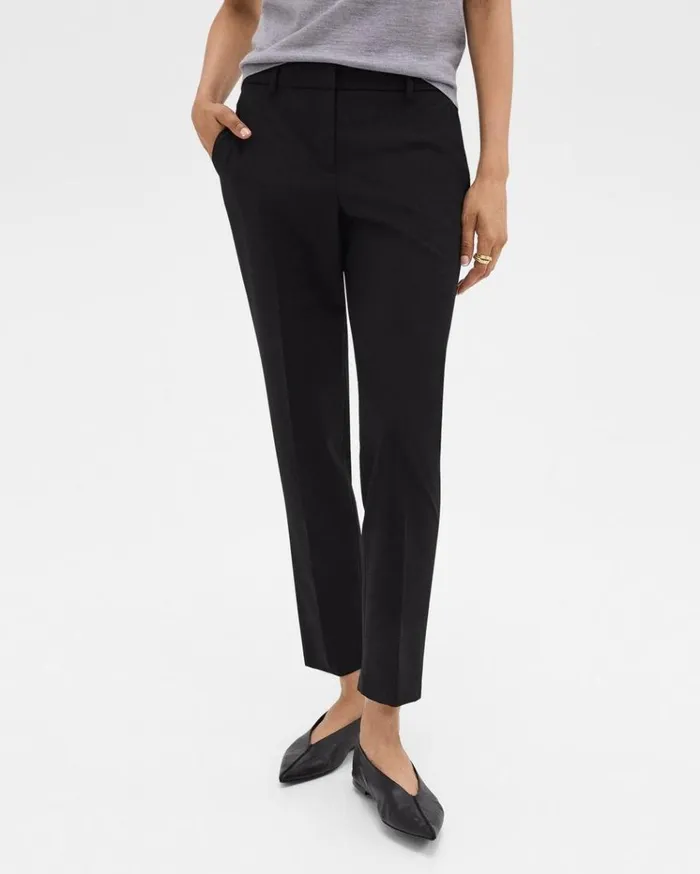Theory Treeca Pant In Good Wool Black Women Pants