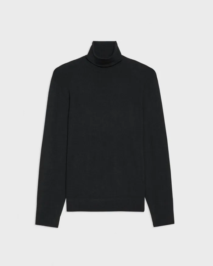 Theory Turtleneck Sweater In Regal Wool Black Men Sweaters Cardigans