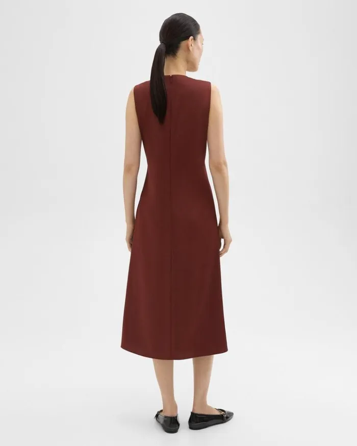 Theory Twisted Midi Dress Canyon Women Dresses