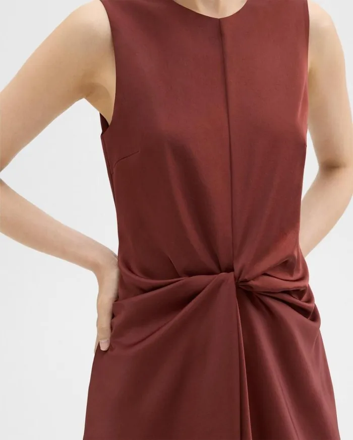 Theory Twisted Midi Dress Canyon Women Dresses