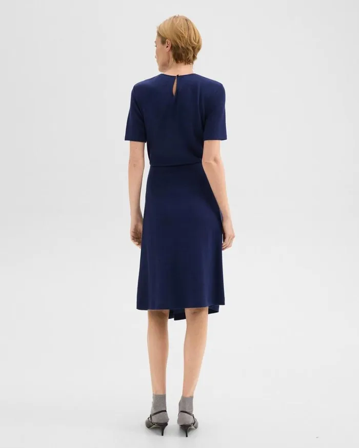 Theory Twisted Midi Skirt In ViscoseWool Marina Blue Women Skirts