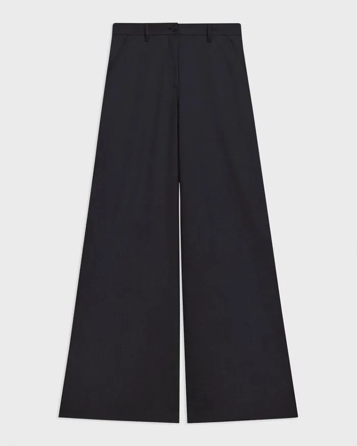 Theory Ultra WideLeg Pant In Stretch Flannel Dark Navy Women Pants