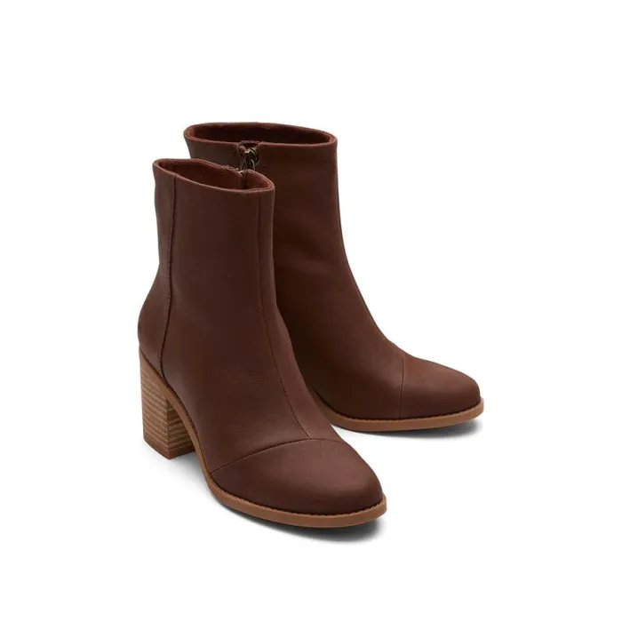 Toms Boots and Booties Evelyn Heeled Boot Leather Chestnut 8211 Women Toms Boots and Booties Evelyn Heeled Boot Leather Chestnut 8211 Women