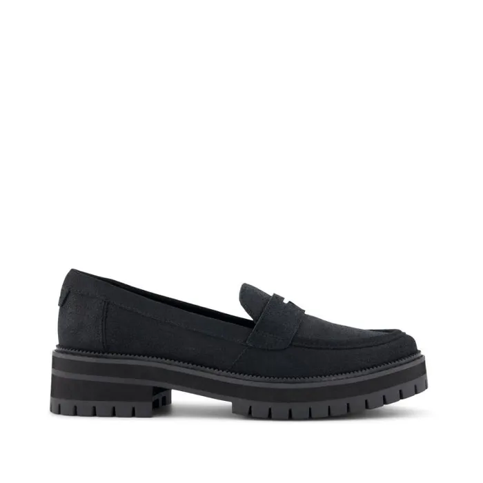 Toms Flats and Loafers Cara Loafer Black Metallic Leather 8211 Women