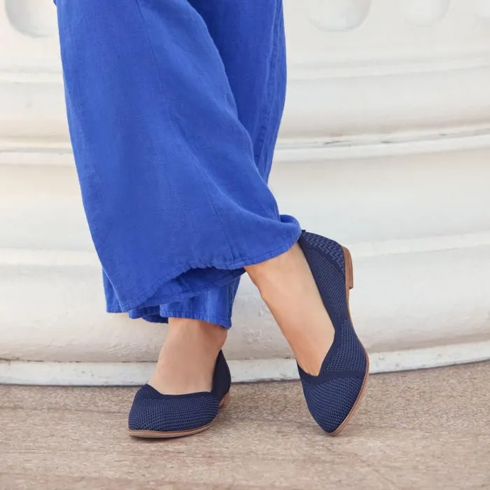 Toms Flats and Loafers Jutti Neat Flat Navy Knit 8211 Women Toms Flats and Loafers Jutti Neat Flat Navy Knit 8211 Women