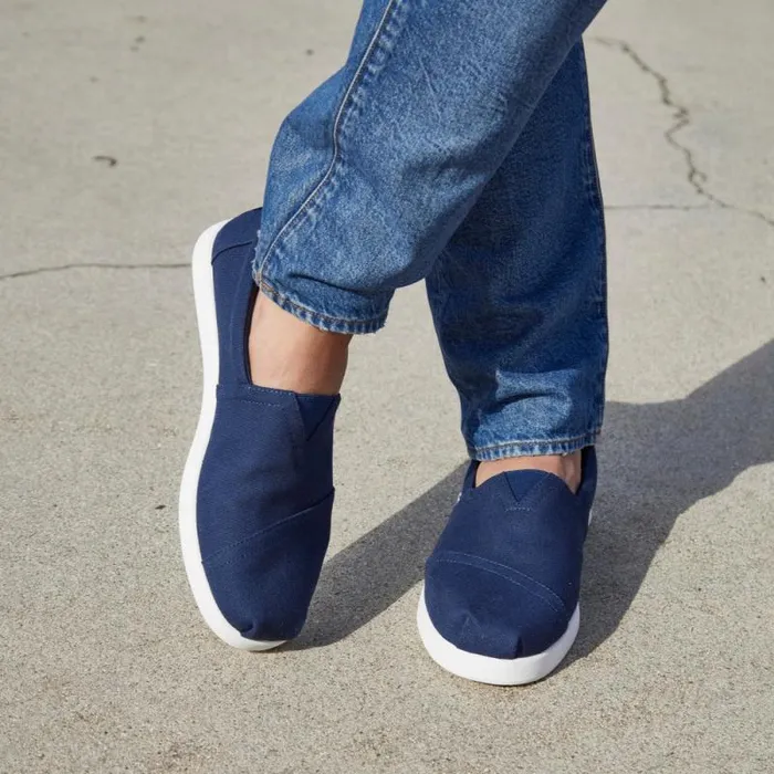 Toms Slip Ons Alp FWD Navy Recycled Cotton Canvas 8211 Men Toms Slip Ons Alp FWD Navy Recycled Cotton Canvas 8211 Men