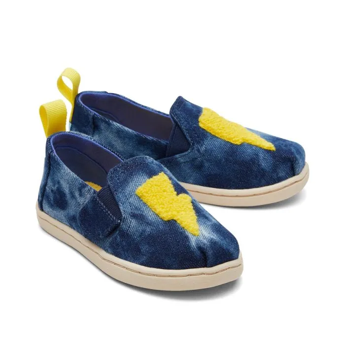 Toms TOMS Classics Alpargata Toddler Shoe Navy Washed Denim Ligthning Bolt 8211 KidsWomen Toms TOMS Classics Alpargata Toddler Shoe Navy Washed Denim Ligthning Bolt 8211 KidsWomen