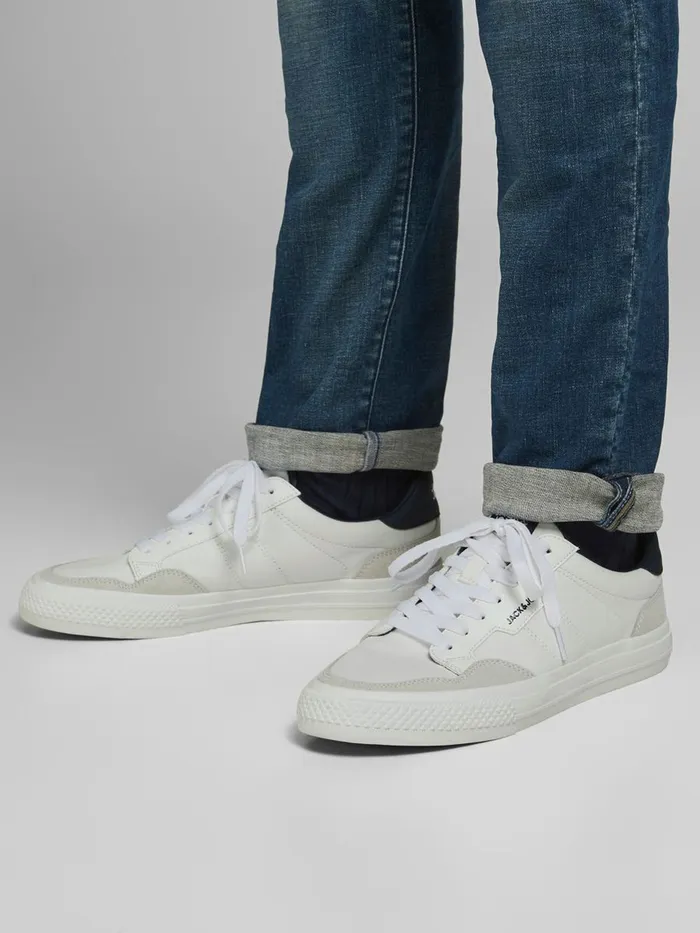 Trainers JACK and JONES Mens FAUX LEATHER LOGO SNEAKERS White White Gift for Friend Trainers JACK and JONES Mens FAUX LEATHER LOGO SNEAKERS White White Gift for Friend