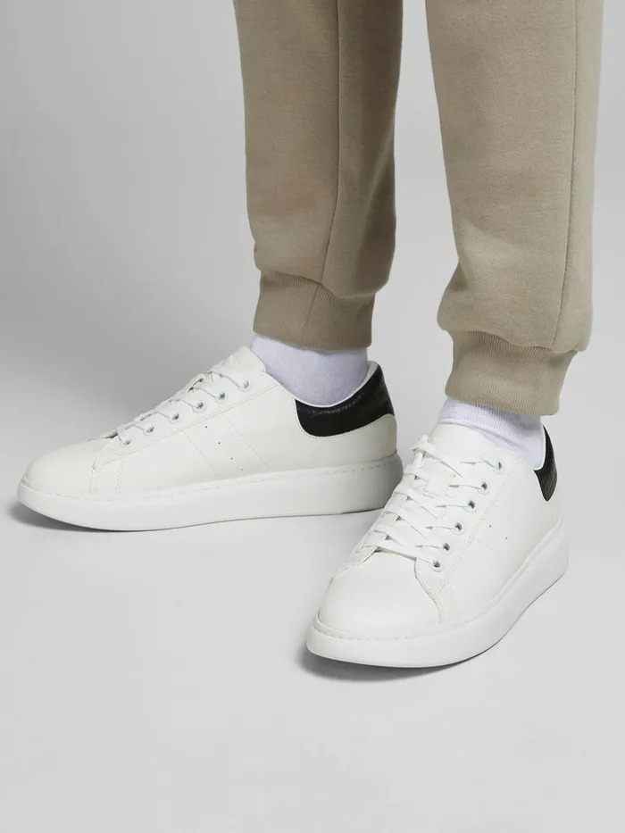 Trainers JACK and JONES Mens SMOOTH MATT FAUX LEATHER SNEAKERS White White Gift for Friend