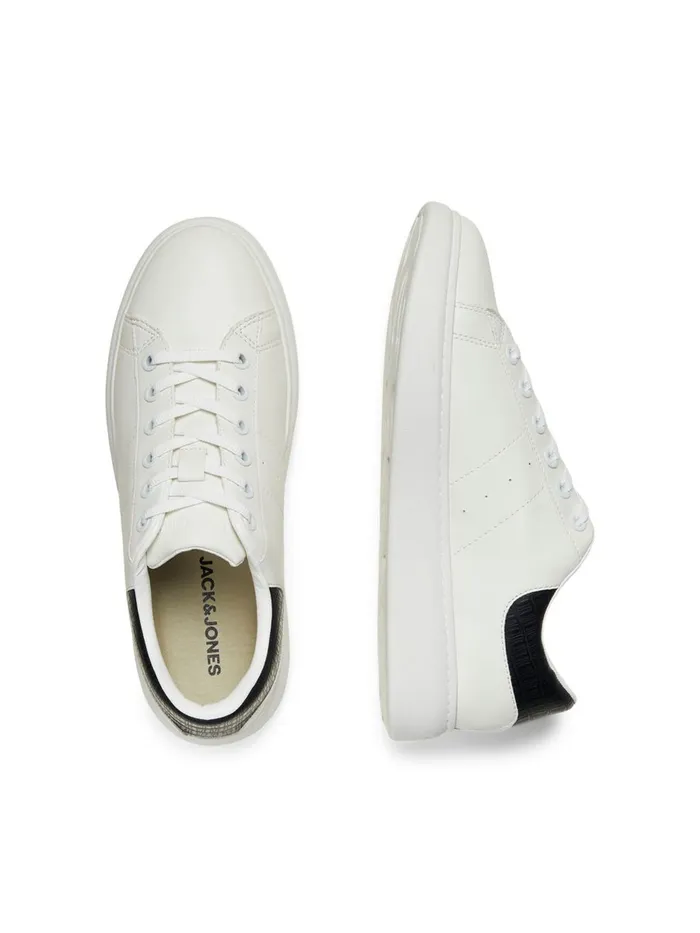 Trainers JACK and JONES Mens SMOOTH MATT FAUX LEATHER SNEAKERS White White Gift for Friend