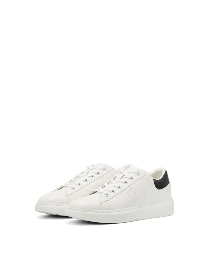 Trainers JACK and JONES Mens SMOOTH MATT FAUX LEATHER SNEAKERS White White Gift for Friend