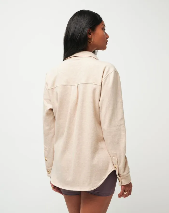 TravisMathew CLOUD FLEECE SHACKET Heather Natural Women Jackets TravisMathew CLOUD FLEECE SHACKET Heather Natural Women Jackets