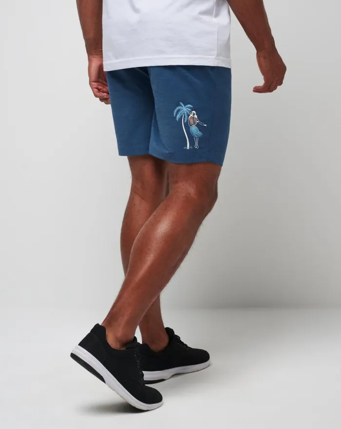 TravisMathew TECH CHINO SHORT 8IN Dark Teal Tiki Men Shorts TravisMathew TECH CHINO SHORT 8IN Dark Teal Tiki Men Shorts