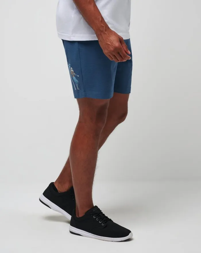 TravisMathew TECH CHINO SHORT 8IN Dark Teal Tiki Men Shorts TravisMathew TECH CHINO SHORT 8IN Dark Teal Tiki Men Shorts