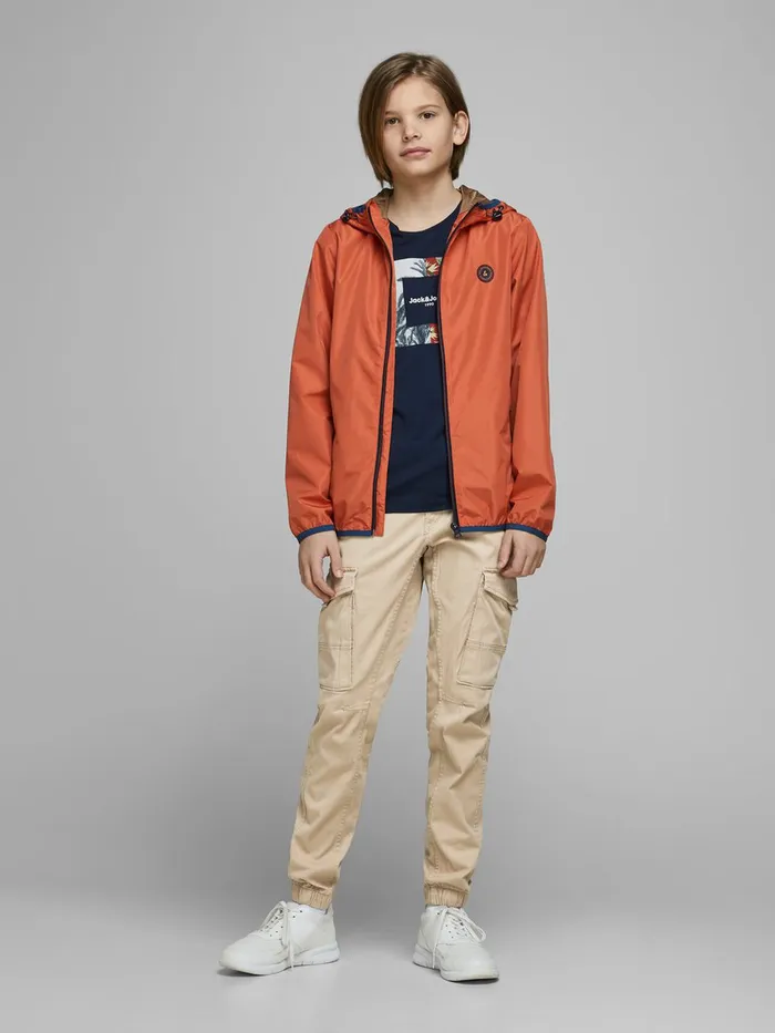 Trousers JACK and JONES Junior BOYS PAUL FLAKE AKM 542 CARGO TROUSERS Beige White Pepper