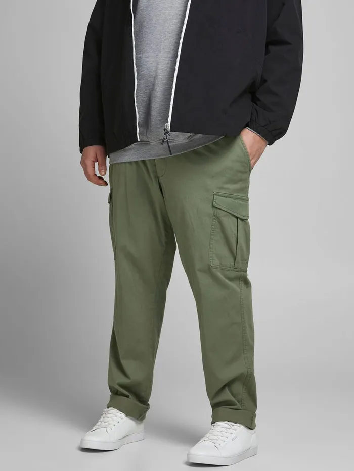 Trousers JACK and JONES Mens MARCO JOE AKM PLUS SIZE CARGO TROUSERS Green Dusty Olive Trousers JACK and JONES Mens MARCO JOE AKM PLUS SIZE CARGO TROUSERS Green Dusty Olive
