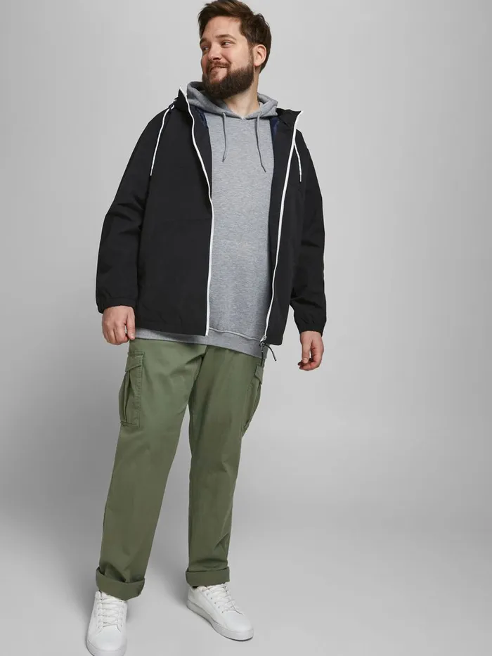 Trousers JACK and JONES Mens MARCO JOE AKM PLUS SIZE CARGO TROUSERS Green Dusty Olive