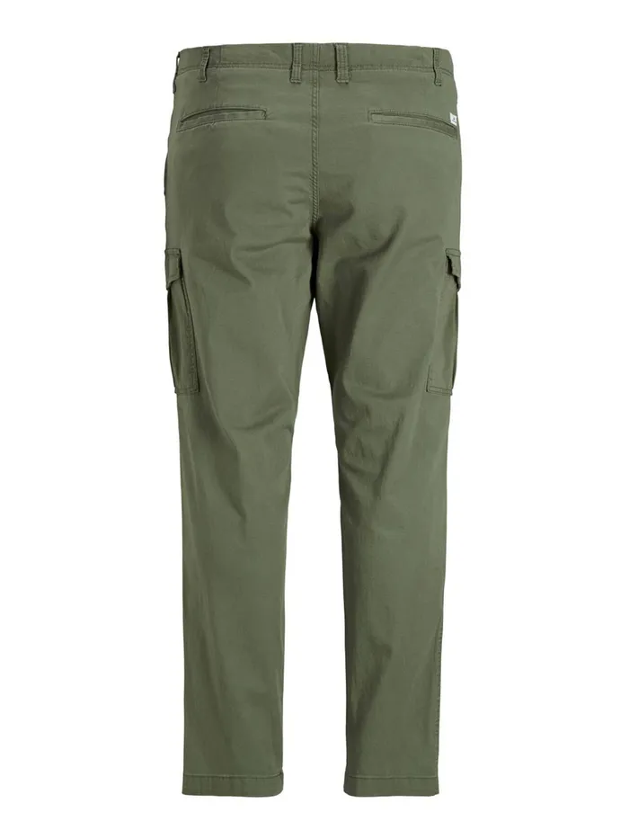 Trousers JACK and JONES Mens MARCO JOE AKM PLUS SIZE CARGO TROUSERS Green Dusty Olive