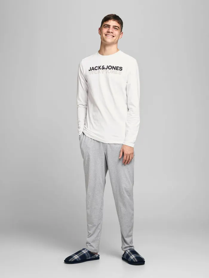 Trousers JACK and JONES Mens TWOPIECE LOUNGEWEAR Grey Light Grey Melange