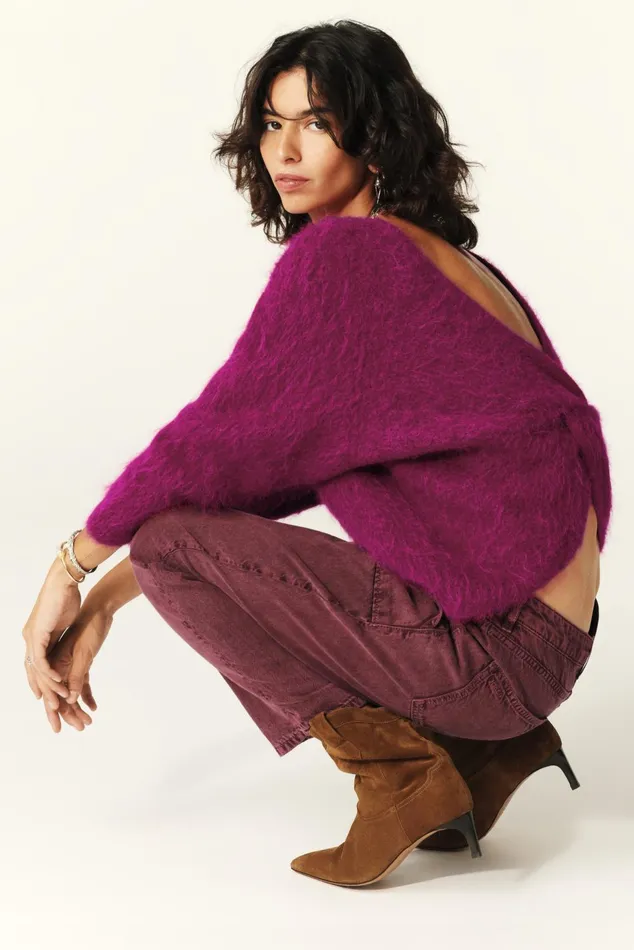 Twisted Back Sweater Fill Pink Women Baandsh Sweaters and Cardigans