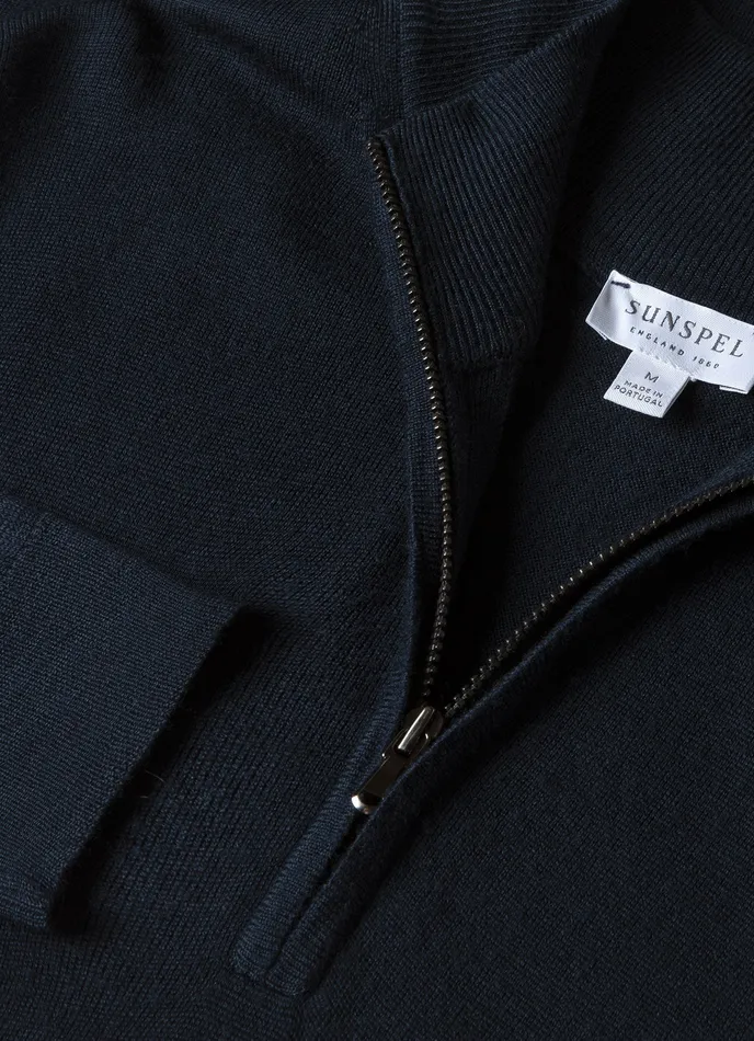 ussunspel ExtraFine Merino Zip Neck Light Navy Men Knitwear