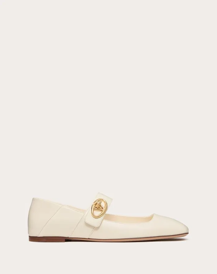 Valentino Ballerinas Woman Vlogo Locker Maryjane Ballerina In Calfskin For Woman In Ivory Ivory Valentino Ballerinas Woman Vlogo Locker Maryjane Ballerina In Calfskin For Woman In Ivory Ivory