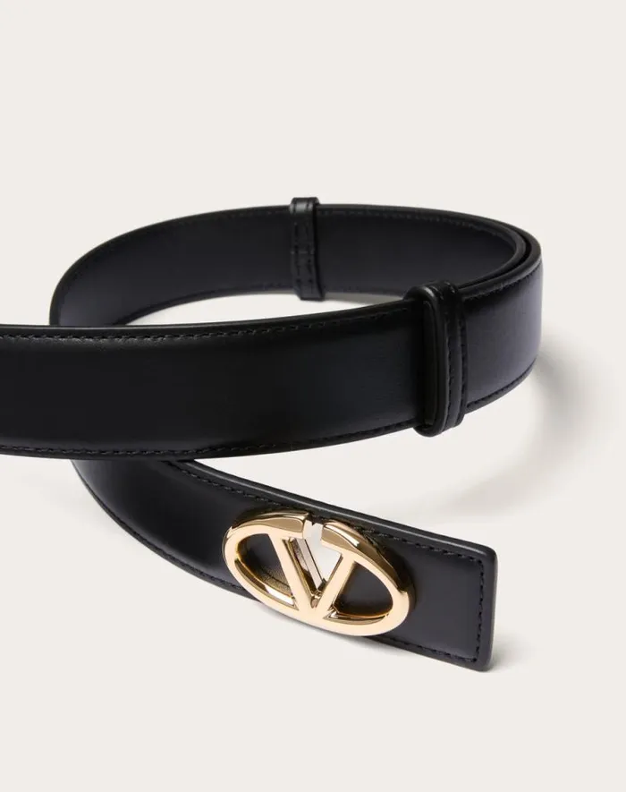 Valentino Belts Woman The Bold Edition Vlogo Calfskin Belt 30 Mm For Woman In Black Black Valentino Belts Woman The Bold Edition Vlogo Calfskin Belt 30 Mm For Woman In Black Black