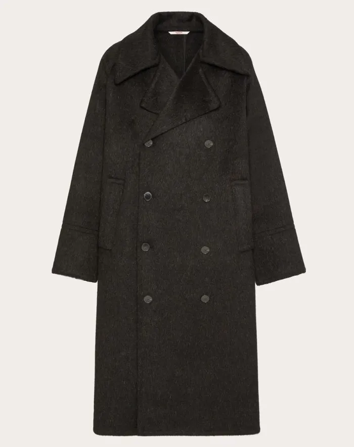 Valentino Coats And Blazers Man Doublebreasted Mohair Wool Jacket For Man In Black Black Valentino Coats And Blazers Man Doublebreasted Mohair Wool Jacket For Man In Black Black